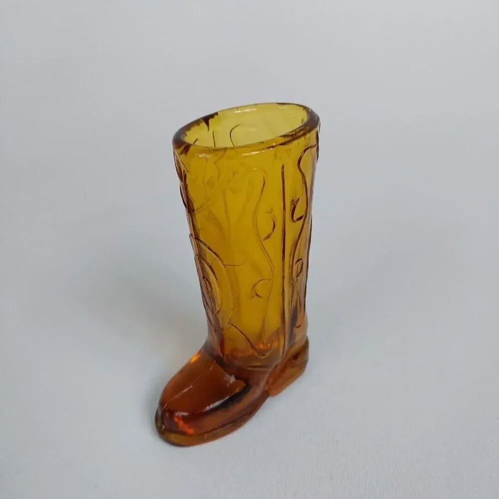 Glass Cowboy Boot Shot Glass‎ Amber